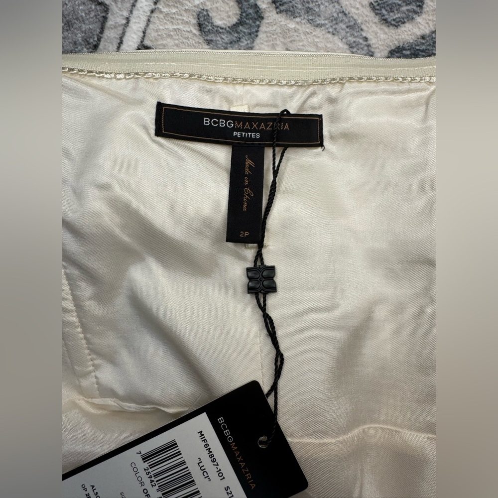 🎀 BCBG MaxAzria Petites “Luci”💕Strapless Cream Mini Prom Formal 2P NWT - Picture 5 of 15